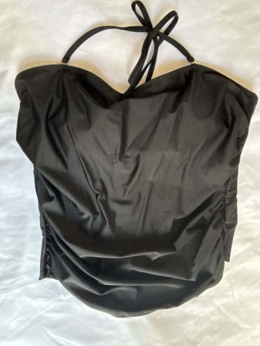 Black Ruched Halter Neck One-Piece Swimsuit